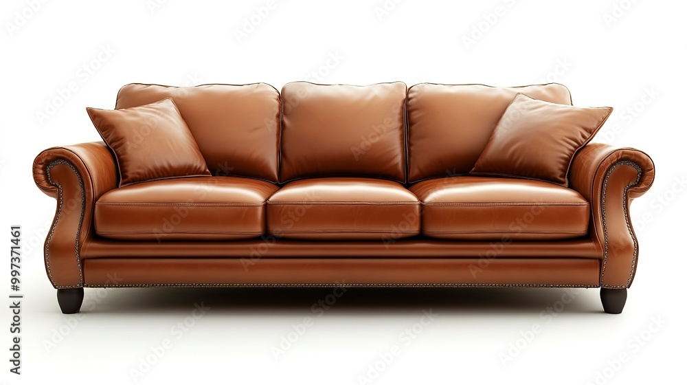 Sofa leather furniture isolated on white background, perfect for interior design and home decor Sofa leather furniture isolated on white background, perfect for interior design and home decor