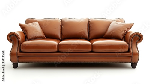 Sofa leather furniture isolated on white background, perfect for interior design and home decor 