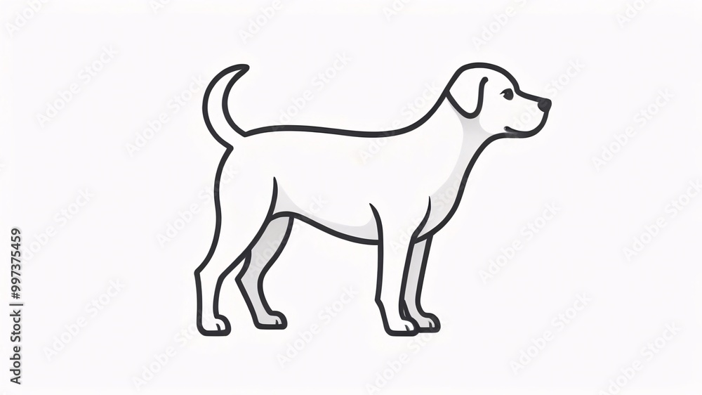 Simple line art illustration of a dog in profile view. Simple line art illustration of a dog in profile view.