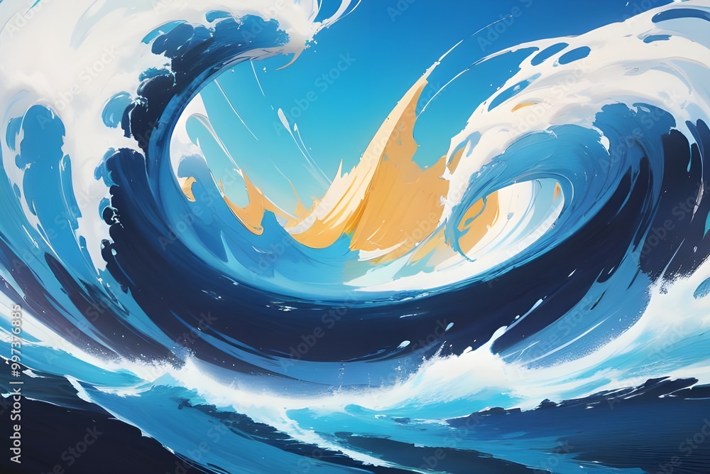 Majestic Clouds and Waves with Magical Light in the Sky Majestic Clouds and Waves with Magical Light in the Sky