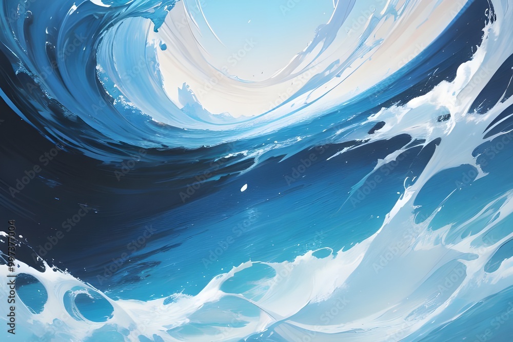 Majestic Clouds and Waves with Magical Light in the Sky Majestic Clouds and Waves with Magical Light in the Sky