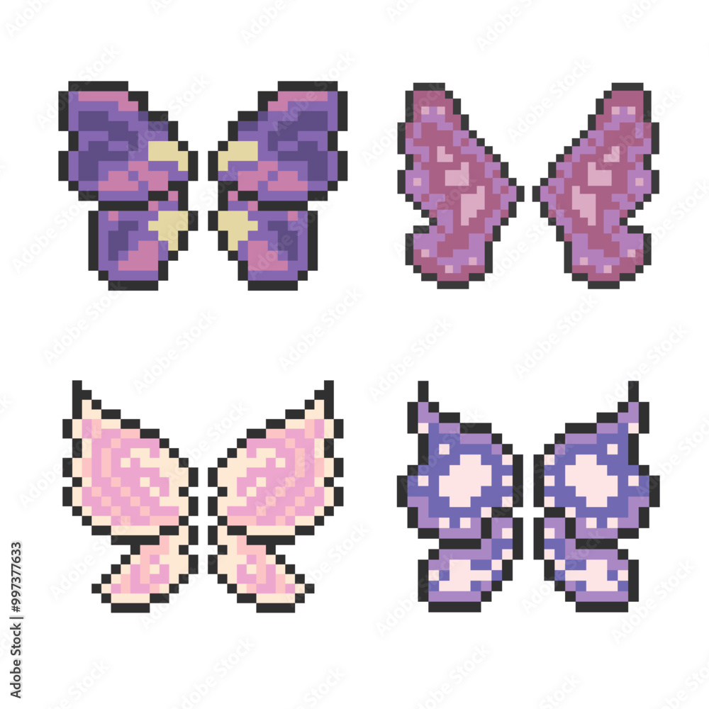 cute colorful butterfly wings bundle pixel art cute colorful butterfly wings bundle pixel art