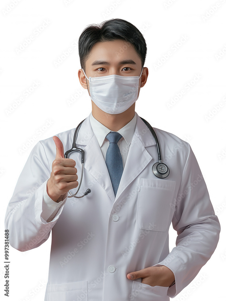 Confident Healthcare Professional with Stethoscope and Blue Surgical Mask Confident Healthcare Professional with Stethoscope and Blue Surgical Mask