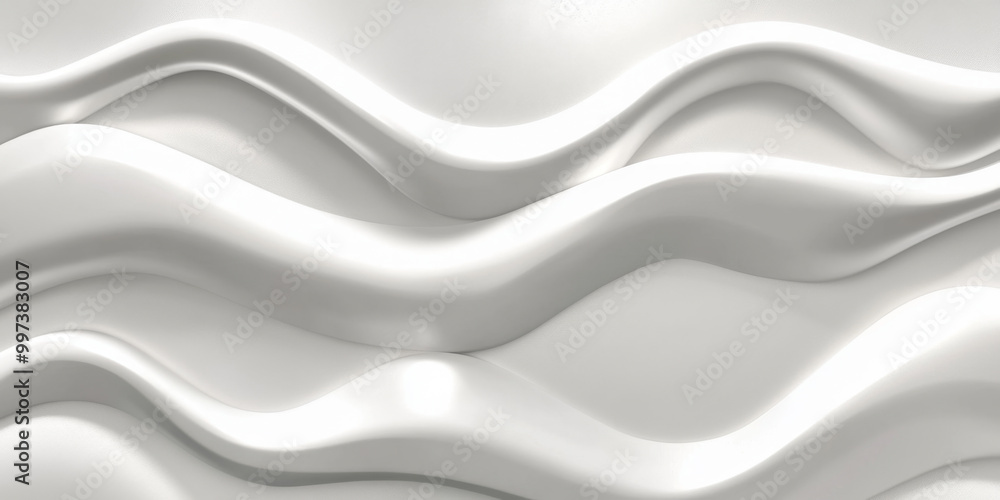 Fototapeta premium 3D illustration white seamless pattern waves light and shadow. Wall decorative panel