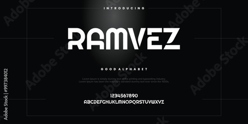 Modern abstract digital alphabet font. Minimal technology typography, Creative urban sport fashion futuristic font and with numbers. vector illustration