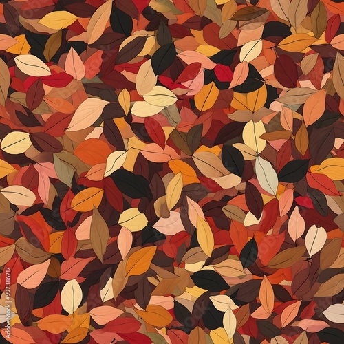 Autumn leaf seamless pattern in vibrant yellow and orange tones, perfect for nature-inspired design projects