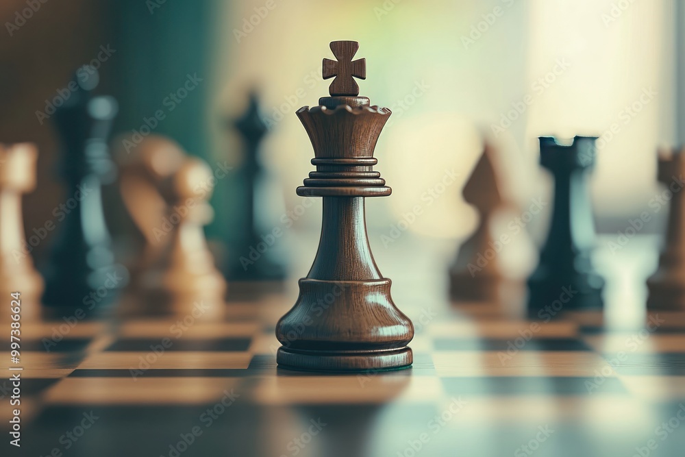 Artistic Close-Up of a Chess King on a Board Artistic Close-Up of a Chess King on a Board