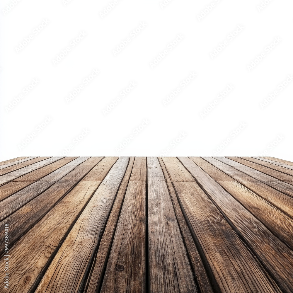 Wooden floor with rustic appearance, isolated on white background, perfect for various design projects and presentations Wooden floor with rustic appearance, isolated on white background, perfect for various design projects and presentations
