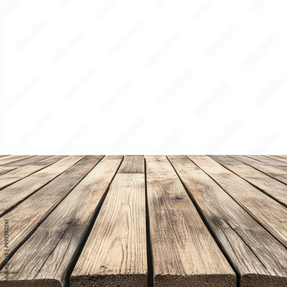 Wooden floor with rustic texture, showcasing natural grains and patterns, isolated on white background, perfect for various design projects Wooden floor with rustic texture, showcasing natural grains and patterns, isolated on white background, perfect for various design projects