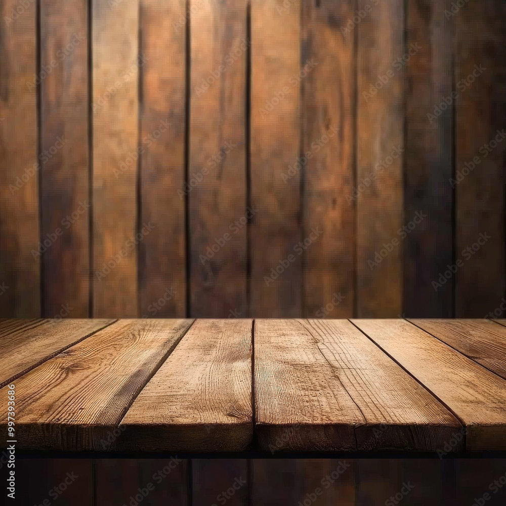 rustic wooden table is set against blurred wooden wall background, creating warm and inviting atmosphere. This image evokes sense of comfort and simplicity rustic wooden table is set against blurred wooden wall background, creating warm and inviting atmosphere. This image evokes sense of comfort and simplicity