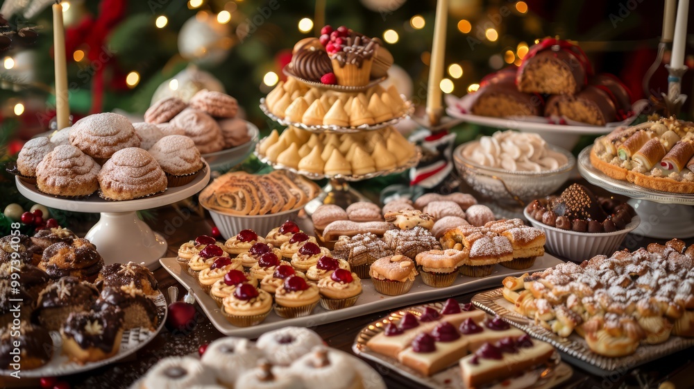 A table set with a variety of desserts and cakes