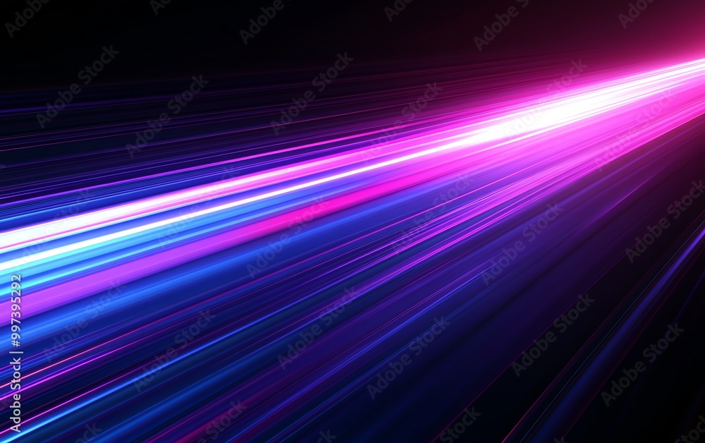 Blue and purple straight light track lines with a technological feel, contrasted against a black background, for a cuttingedge, digital aesthetic Blue and purple straight light track lines with a technological feel, contrasted against a black background, for a cuttingedge, digital aesthetic