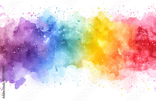 Watercolor background with a soft pastel color gradient. Abstract hand drawn watercolor texture for design, banner, poster and web site template. Soft pink, blue, purple, orange and yellow colors photo