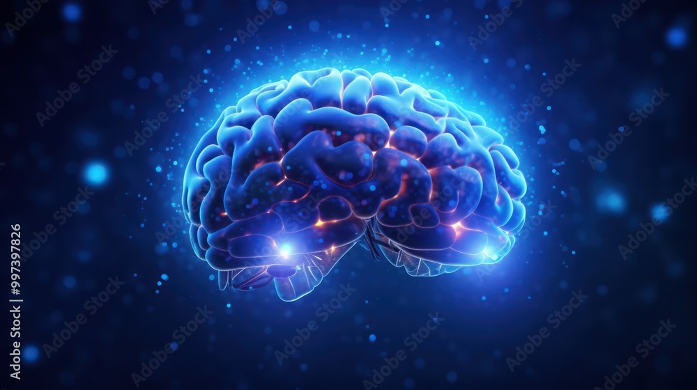 Glowing Human Brain - Neuroscience Illustration Glowing Human Brain - Neuroscience Illustration
