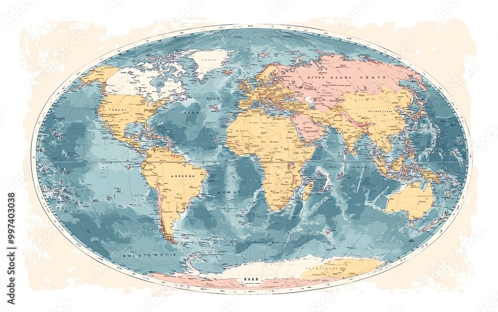 Simple handdrawn vector map of the world in pastel colors Simple handdrawn vector map of the world in pastel colors