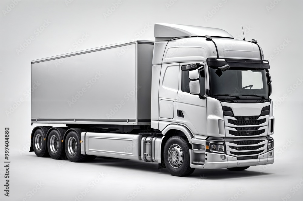 A modern, white freight truck isolated on a clean background, emphasizing its sleek and efficient design.. A modern, white freight truck isolated on a clean background, emphasizing its sleek and efficient design..