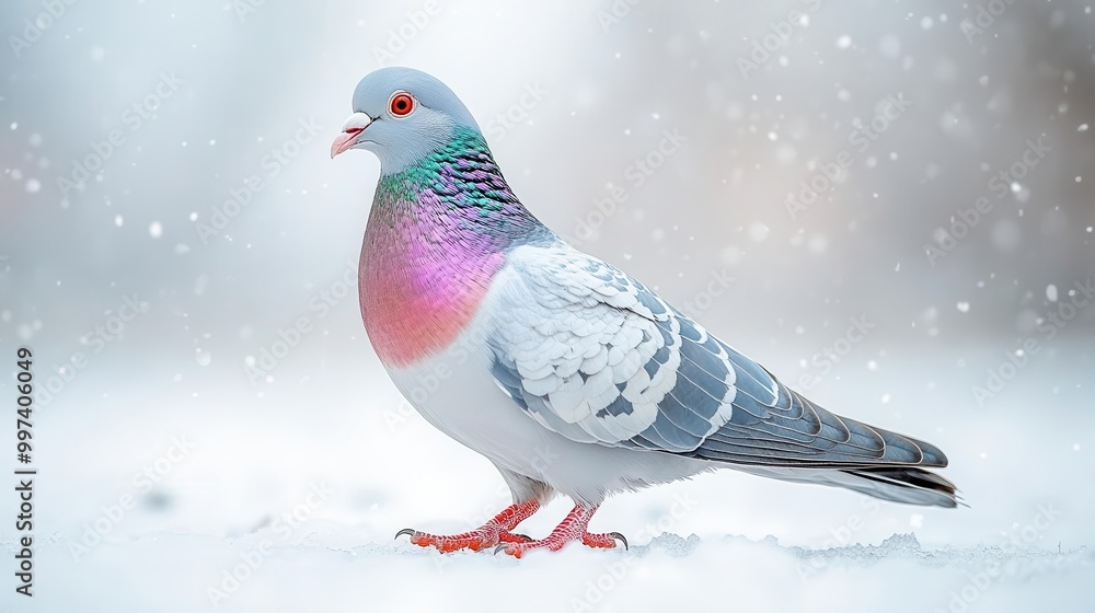 a single pigeon poised gracefully against a stark white background showcasing its sleek feathers and vibrant colors emphasizing the beauty and simplicity of urban wildlife a single pigeon poised gracefully against a stark white background showcasing its sleek feathers and vibrant colors emphasizing the beauty and simplicity of urban wildlife