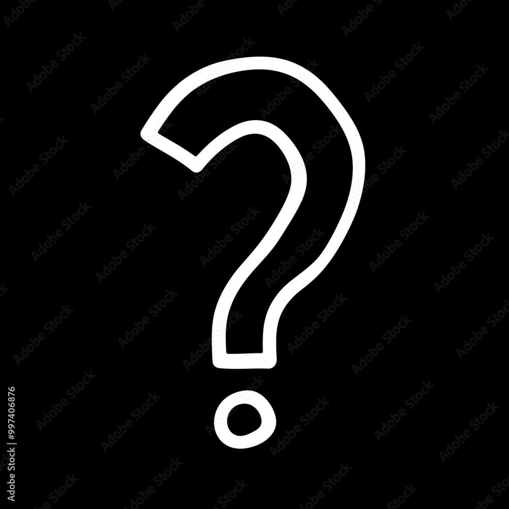 White question mark on a black background. White question mark on a black background.