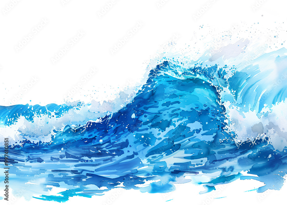 Watercolor wave isolated on white background, hand drawn Watercolor wave isolated on white background, hand drawn