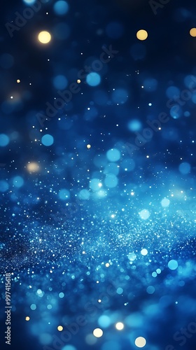 Christmas decorations blend beautifully with an abstract blue festive background image