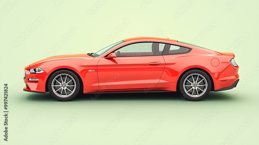 Vibrant Red Car Parked on Light Background Vibrant Red Car Parked on Light Background