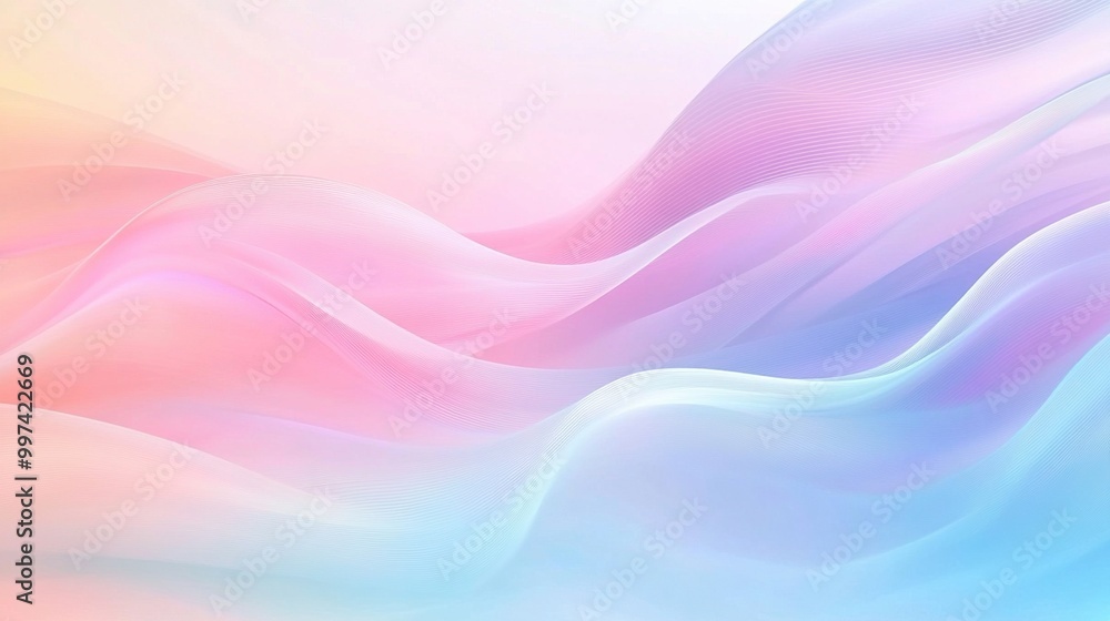 Soft pastel waves in a serene gradient background. Soft pastel waves in a serene gradient background.