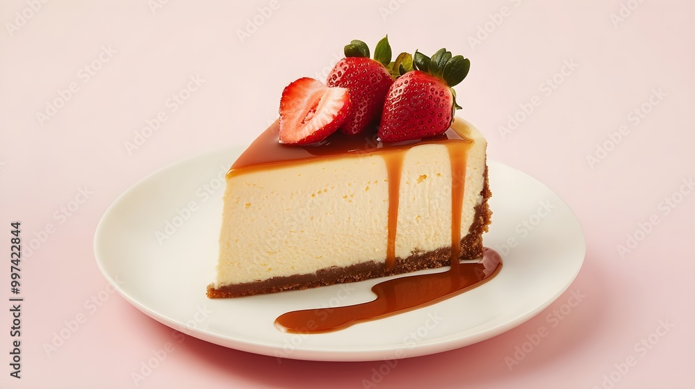 Creamy Cheesecake Slice with Strawberry Topping Creamy Cheesecake Slice with Strawberry Topping