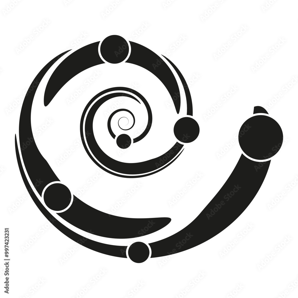 Spiral abstract design with circular elements in black and white, geometric and dynamic shape, Spiral abstract design with circular elements in black and white, geometric and dynamic shape,