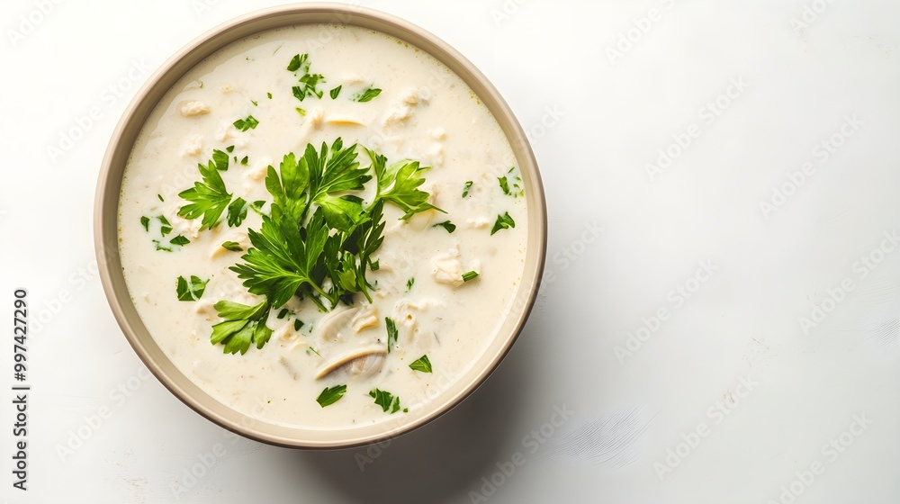 Creamy Clam Chowder Bowl with Fresh Parsley Garnish Creamy Clam Chowder Bowl with Fresh Parsley Garnish