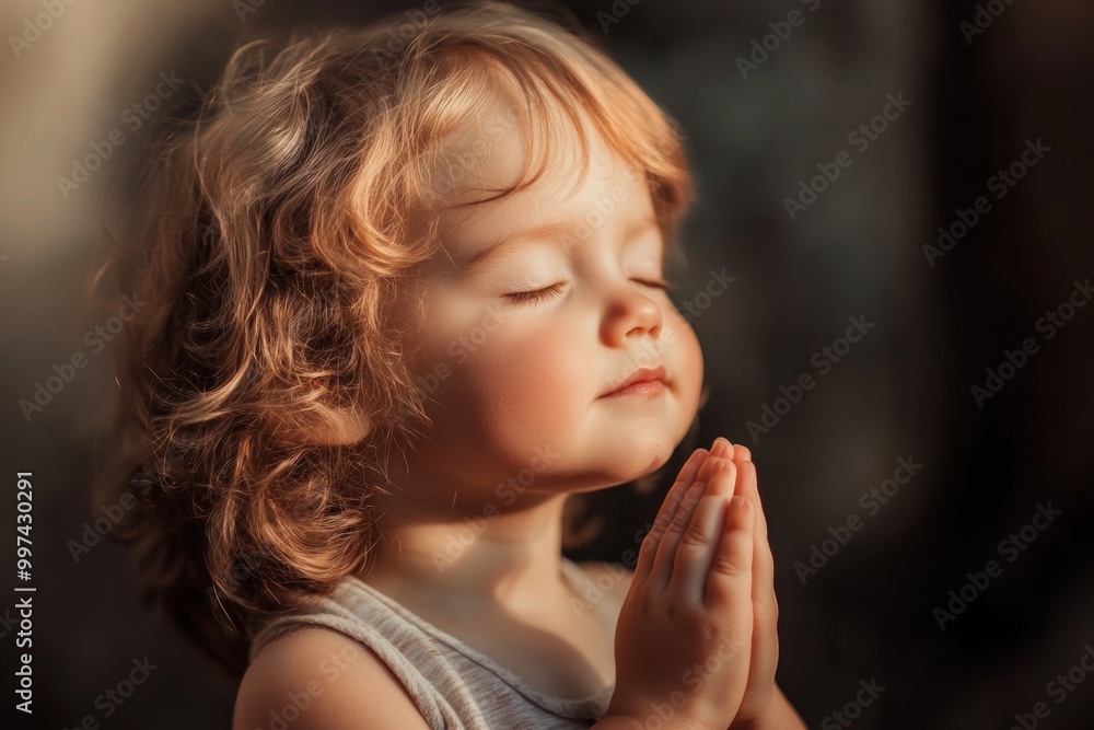 A small child prays with hope and closed eyes in a serene setting, seeking God’s guidance and comfort during a quiet moment A small child prays with hope and closed eyes in a serene setting, seeking God’s guidance and comfort during a quiet moment