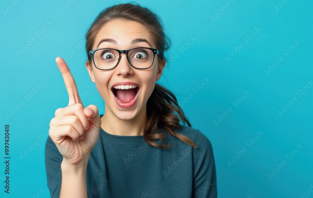 Excited Woman Making a Pointing Gesture Excited Woman Making a Pointing Gesture