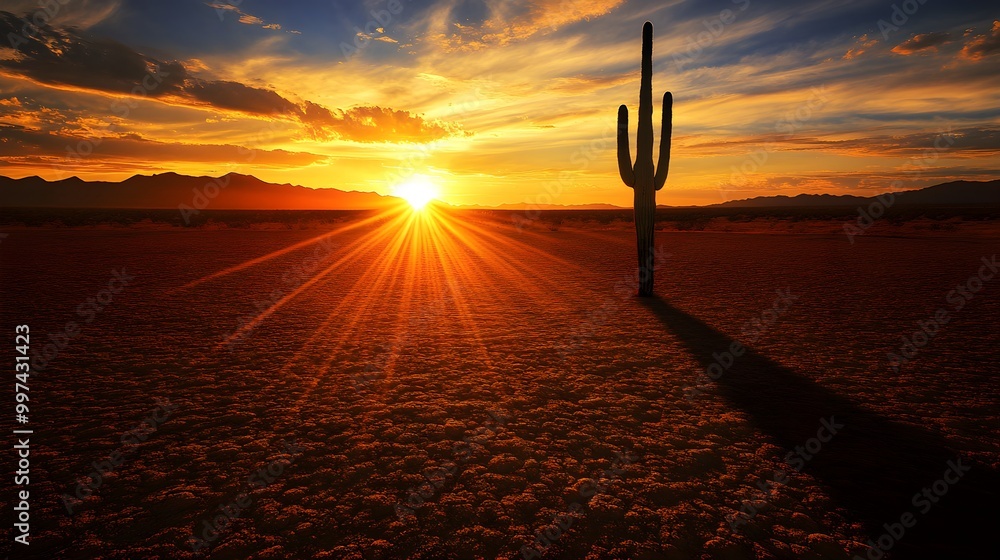 Solitary Cactus Silhouetted at Sunset Solitary Cactus Silhouetted at Sunset
