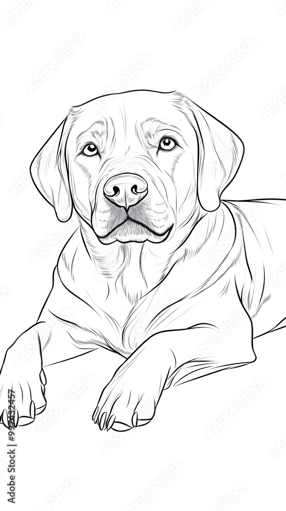 Fototapeta premium Realistic Dog Lying in Relaxed Pose