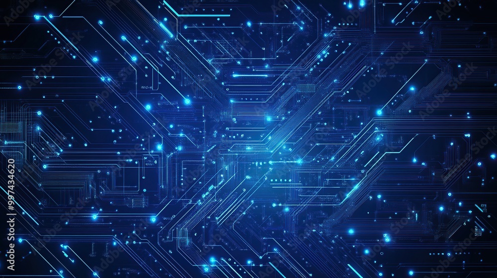 Abstract digital circuit background with blue lights. Abstract digital circuit background with blue lights.