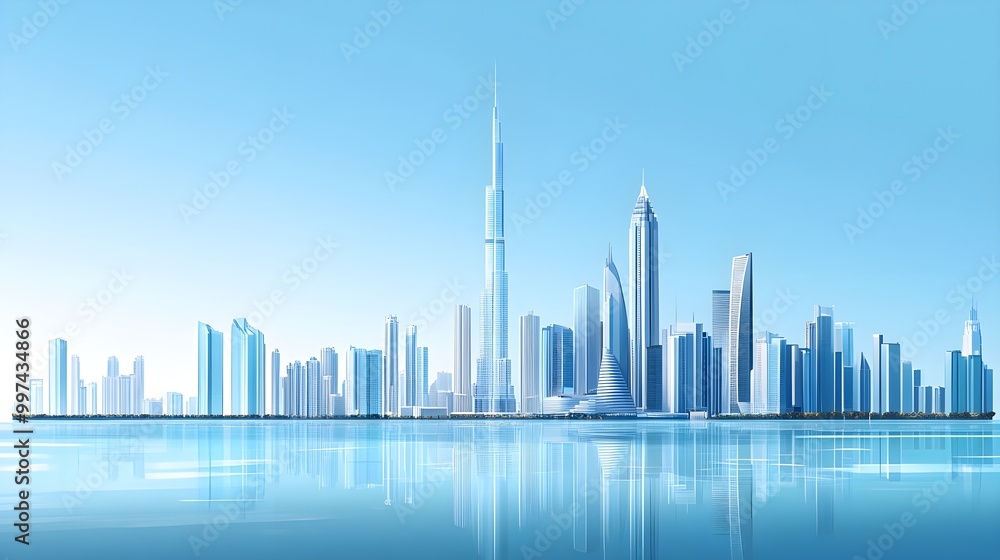 Obraz premium Stunning Skyline View with Reflections on the Water