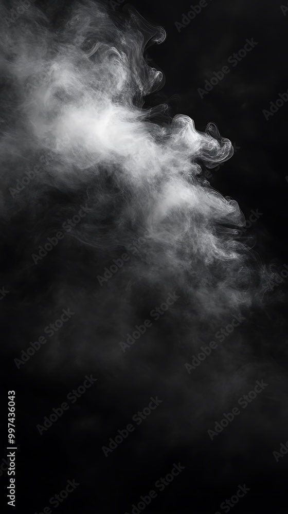 Graceful smoke trails flowing effortlessly on a dark, empty background image Graceful smoke trails flowing effortlessly on a dark, empty background image