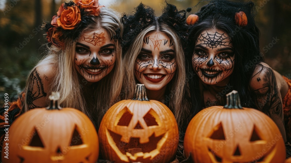 Halloween Themed Photoshoot with Pumpkins and Witches in the Forest Halloween Themed Photoshoot with Pumpkins and Witches in the Forest