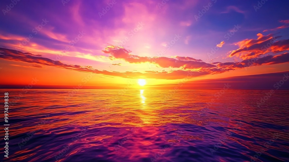 Vibrant Sunset Over the Ocean with Stunning Hues Vibrant Sunset Over the Ocean with Stunning Hues