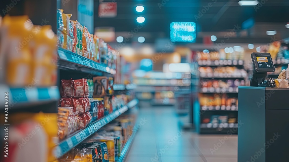custom made wallpaper toronto digitalAisle of a Supermarket with a Cash Register in the Background