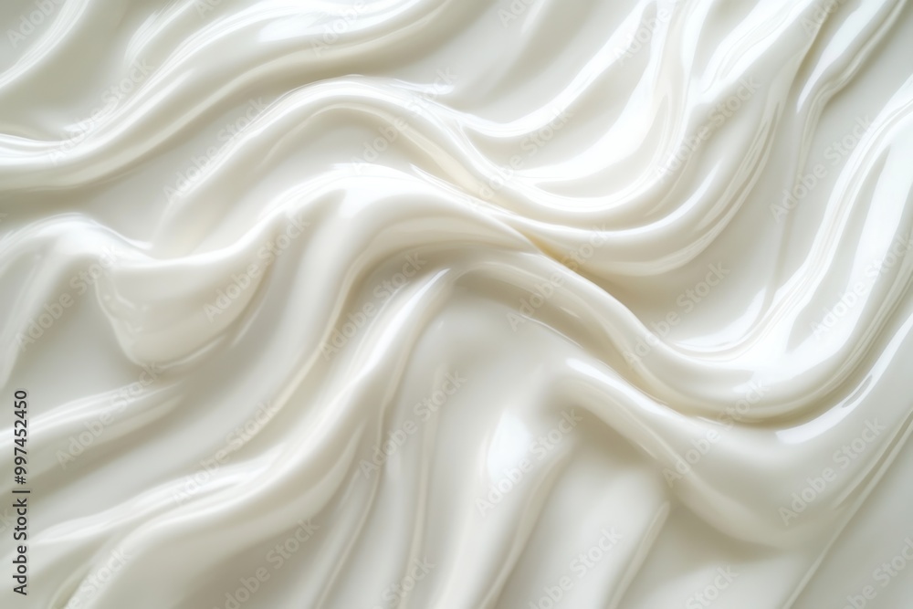 Close-up of smooth creamy swirls with a glossy texture showcasing soft white waves in high-quality clarity Close-up of smooth creamy swirls with a glossy texture showcasing soft white waves in high-quality clarity
