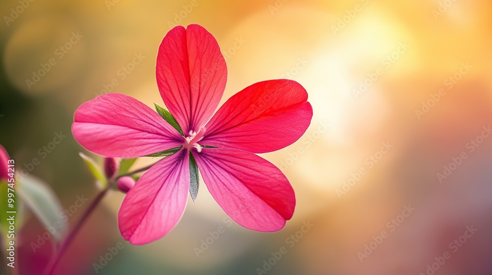 Fototapeta premium Vibrant pink flower with soft background hues.