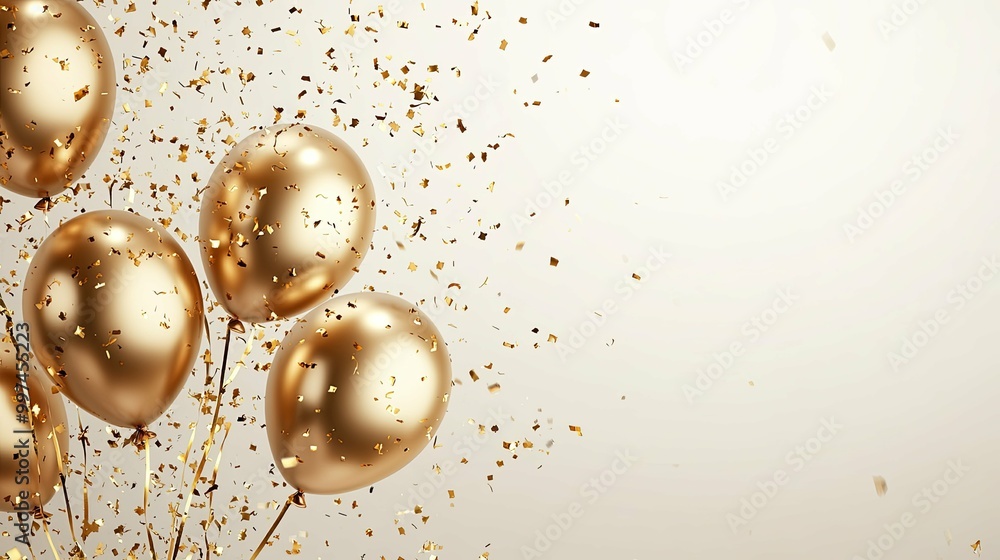 Golden Balloons and Confetti Celebration Golden Balloons and Confetti Celebration