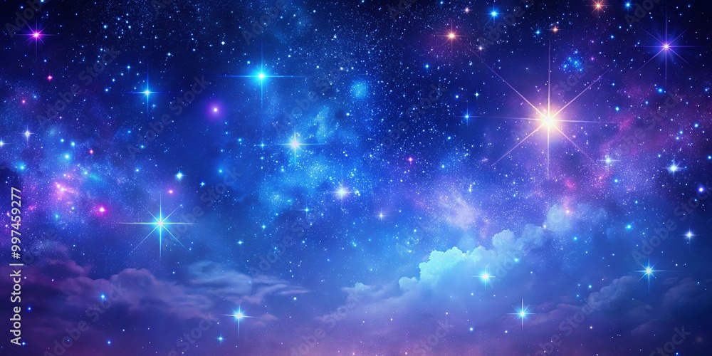 Celestial Canvas of Cosmic Wonder A Night Sky Awash in Vibrant Blues, Hues of Purple, and a Tapestry of Glittering Stars Celestial Canvas of Cosmic Wonder A Night Sky Awash in Vibrant Blues, Hues of Purple, and a Tapestry of Glittering Stars