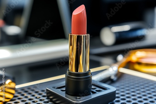 Custom lipstick creation session, where a customer chooses their shade, finish, and packaging, resulting in a tailor-made lipstick photo