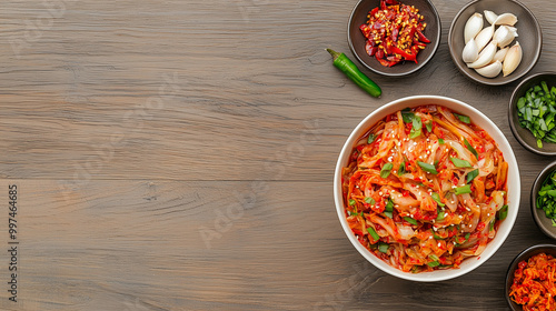 Spicy Kimchi Bowl on Rustic...
