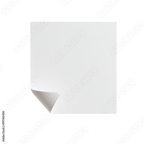 Editable sticky note paper with curled corner effect. png, transparent background.