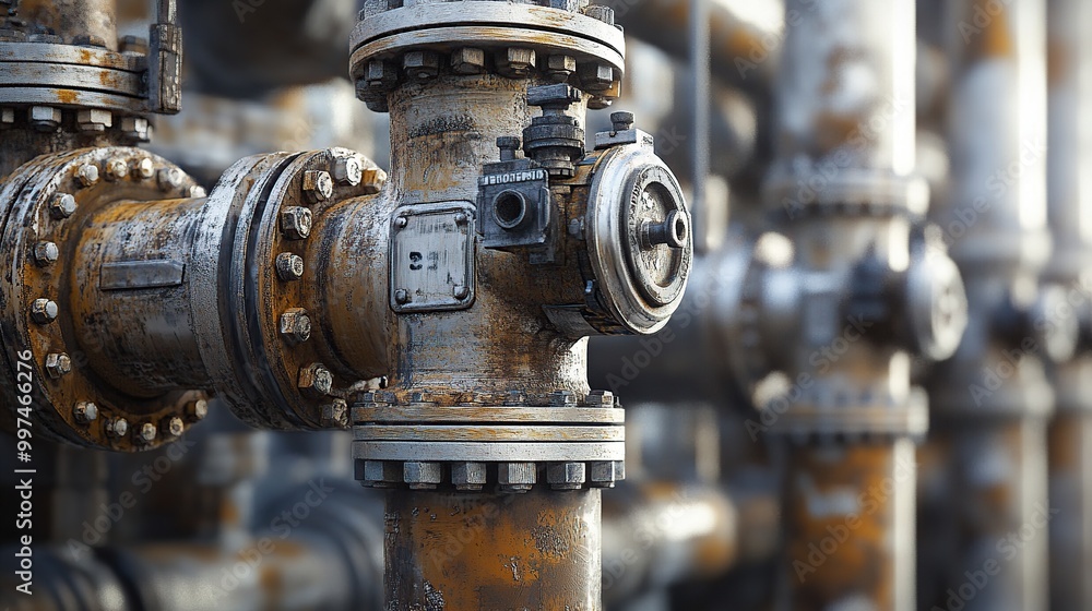 Industrial piping with rust and valves. Industrial piping with rust and valves.