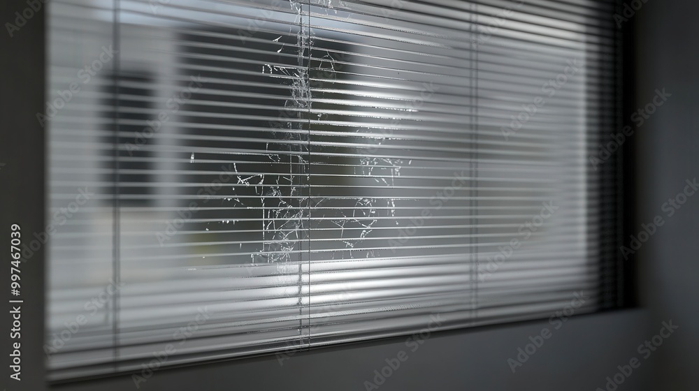 Cracked window blinds with light streaming through on a quiet day Cracked window blinds with light streaming through on a quiet day