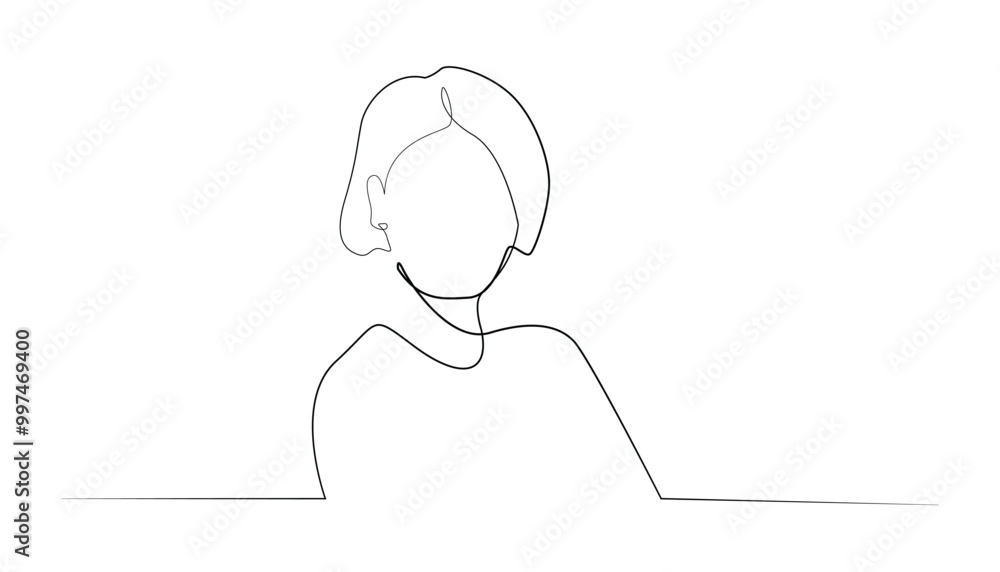 continuous line of woman with short hairstyle.one line drawing of woman's short hairstyle.simple line vector illustration continuous line of woman with short hairstyle.one line drawing of woman's short hairstyle.simple line vector illustration