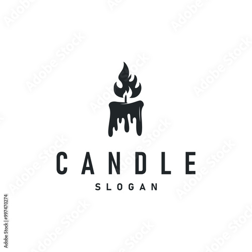 candle logo design concept template illustration simple traditional candle light